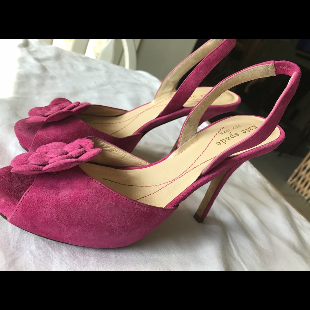 Lovely pink suede Kate Spade slingbacks